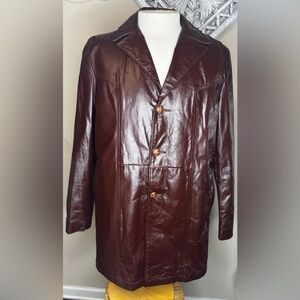 Vintage Royal Knight Men's Brown Leather Coat